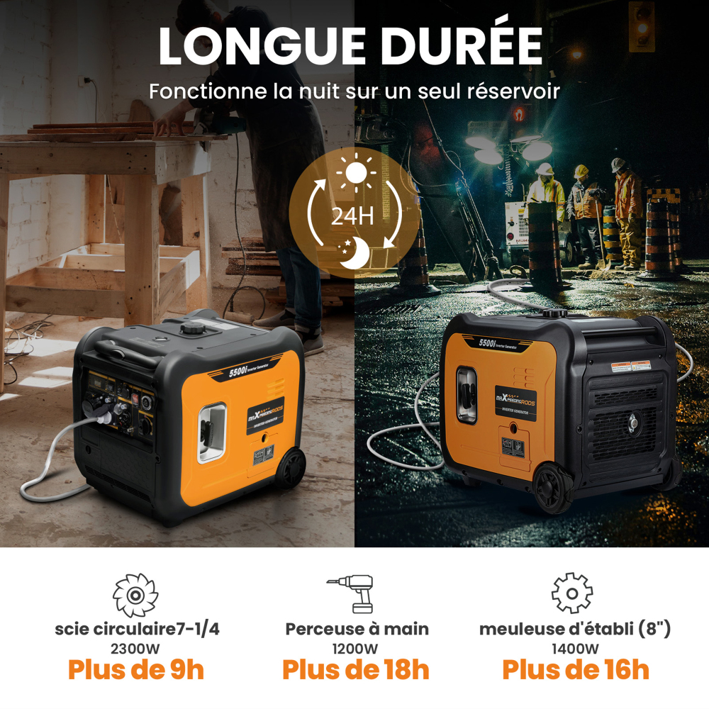 Générateur onduleur portable de 5000 watts pour Super Silencieux lalimentation durgence des ménages, les voyages en camping-car, le camping en plein air et la chasse.